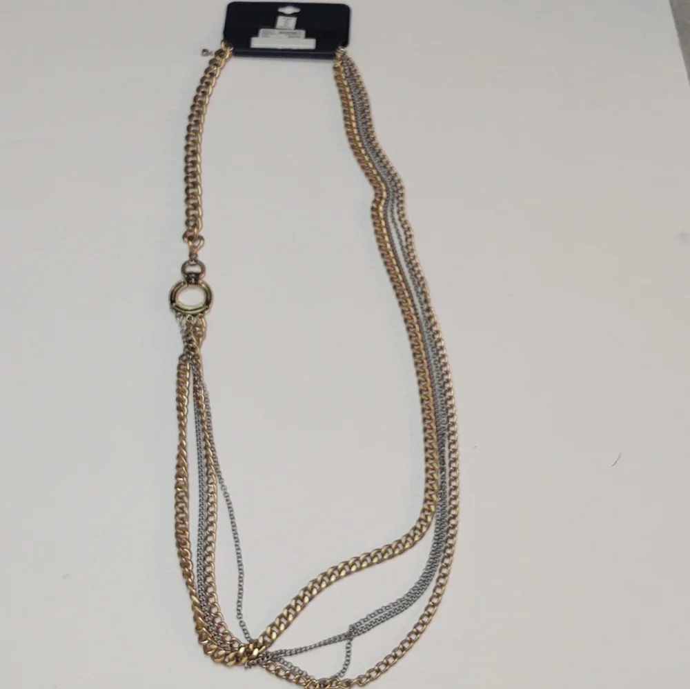 Lane Bryant Multi Strand Silver Gold Chain Necklace